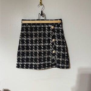 J.ING Black and White Wrap Mini Skirt